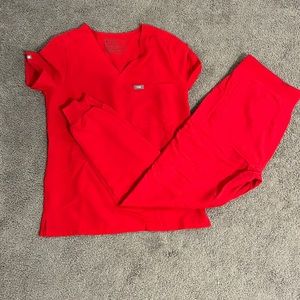 Red figs, joggers pants and catrina top